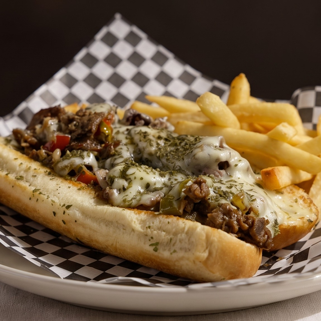 Beef Philly Cheesesteak.