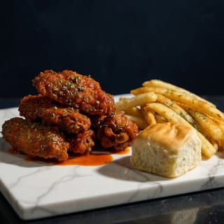 10PC Wings w/ Fries & Roll