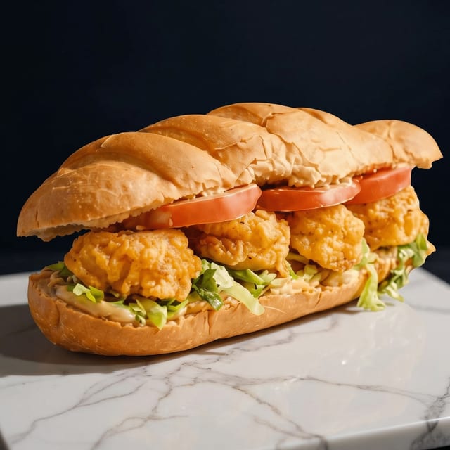 Shrimp Poboy w/ Fries.